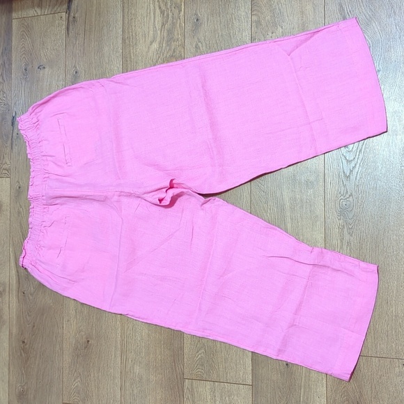 Charter Club Linen Cropped Pull On Pink Pants PL - Picture 2 of 7